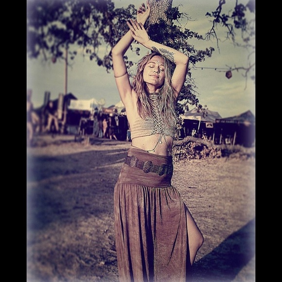 Side Slit Maxi Skirt Tie Dye - Festival Hippie Boho Tie Dyed Dress XS S M L XL - Picture 12 of 12